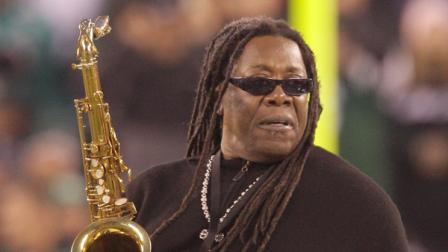 In this Dec. 12, 2010 photo, saxophonist Clarence Clemons performs the National Anthem before an NFL football game between the Miami Dolphins and the New York Jets in East Rutherford, N.J. A spokeswoman for Bruce Springsteen and the E Street Band says saxophone player Clarence Clemons has died in Florida at age 69 on Saturday, June 18, 2011.