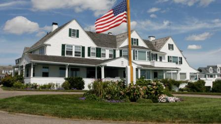 FILE - This Aug. 27, 2009 file photo shows the main home in the Kennedy family compound in Hyannis Port, Mass. While it has been mostly unused since Sen. Edward Kennedy died two years ago, the Kennedys will gather there Friday, July 15, 2011 for the wedding of former Rhode Island Rep. Patrick Kennedy. The senators will said he wanted the property turned over to the Edward M. Kennedy Institute for the United States Senate, which has caused a division among family members over its fate. (AP Photo/Stew Milne, File)