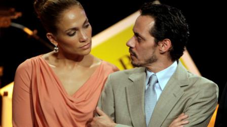 In this Friday March 4, 2011 picture, Jennifer Lopez, left, and husband Marc Anthony attend a signing ceremony for filmmaking incentive legislation for the U.S. island territory in Bayamon, Puerto Rico. The superstar couple announced Friday, July 15, 2011 they are breaking up. The two married in 2004 and have 3-year-old twins, Max and Emme. In a Friday statement from her publicist, the pair called the decision to end their marriage a very difficult decision. They say they have come to an amicable decision on all matters and ask for privacy. Its Lopezs third marriage, Anthonys second. (AP Photo/Ricardo Arduengo)