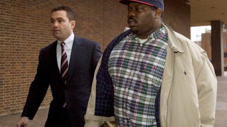 FILE - Rap star Beanie Sigel, right, and his attorney Fortunato N. Perri, Jr. walk into the U.S. Courthouse in Philadelphia, Wednesday, Jan. 9, 2008. (AP Photo/Matt Rourke)