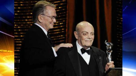 Costume designer Ray Aghayan, right, accepts the Career Achievement in Television Award from presenter Bob Mackie at the 10th Annual Costume Designers Guild Awards in Beverly Hills, Calif., Tuesday, Feb. 19, 2008.