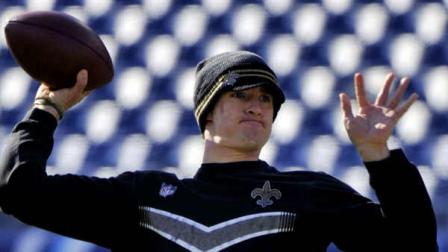 New Orleans Saints quarterback Drew Brees warms up before the start of an NFL football game between the Saints and the Tennessee Titans on Sunday, Dec. 11, 2011, in Nashville, Tenn. (AP Photo/Frederick Breedon)