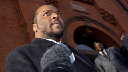 New Hope Baptist Church Pastor Joe A. Carter talks about the death of Whitney Houston and the effect it has on the congregation of his church in Newark, N.J., Sunday, Feb. 12, 2012. As a young girl, Houston sang in the choir at New Hope Baptist Church. Houston, who ruled as pop musics queen until her majestic voice and regal image were ravaged by drug use, erratic behavior and a tumultuous marriage to singer Bobby Brown, died Saturday. She was 48. (AP Photo/Mel Evans)