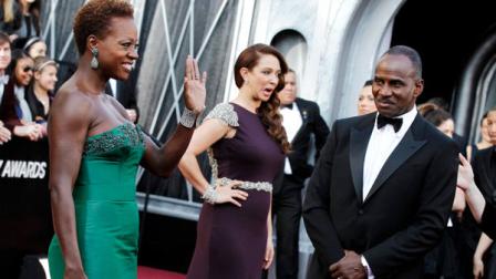 Viola Davis arrives before the 84th Academy Awards on Sunday, Feb. 26, 2012, in the Hollywood section of Los Angeles. (AP Photo/Matt Sayles)