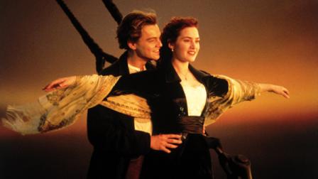 In this image released by Paramount Home Entertainment, Kate Winslet and Leonardo DiCaprio are shown in a scene from, Titanic. (AP Photo/Paramount Pictures)