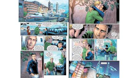 This combo made from images provided by DC Entertainment shows pages from the second issue of the companys Earth 2 comic book series featuring Alan Scott, the alter ego of its Green Lantern character, who is revealed to be gay. The reveal is the latest example of how comics publishers big and small are making their characters just as diverse as the people who read their books. The issue will be available on June 6, 2012