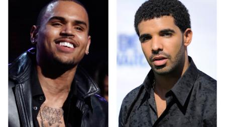 This combination of 2012 and 2011 file photos shows hip hop stars Chris Brown, left, and Drake. New York City police investigated a report Thursday, June 14, 2012 of a bar brawl involving hip-hop stars Drake and Chris Brown and their entourages in which bottles flew and five people were injured. (AP Photo/Matt Sayles, Chris Pizzello)