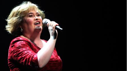 Susan Boyle performs during her musical I Dreamed A Dream at the Theatre Royal in Newcastle, England, Tuesday, March 27, 2012. (AP Photo/Scott Heppell)