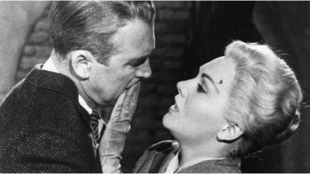 FILE - This undated film image released by Paramount shows Jimmy Stewart, left, and Kim Novak in a scene from Alfred Hitchcocks 1958, Vertigo. Hitchcocks Vertigo took the top spot in the top 10 greatest movies ever list conducted by Sight and Sound, ending the 50-year-long run for Welles Citizen Kane. The magazine, published by the British Film Institute, surveys international film critics every decade. (AP Photo/Paramount Pictures, file)