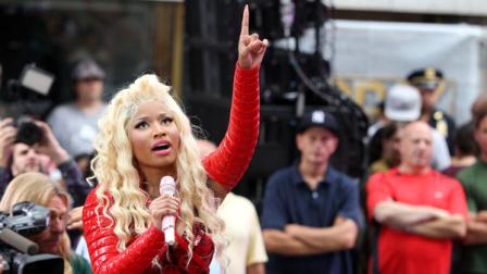 This image released by Starpix shows singer Nicki Minaj performing on NBCs Today show on Tuesday, Aug. 14, 2012 in New York. (AP Photo/Starpix, Amanda Schwab)