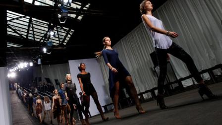 Models participate in a run through before the Edun Spring 2013 collection is modeled during Fashion Week, Saturday, Sept. 8, 2012, in New York. (AP Photo/Jason DeCrow)