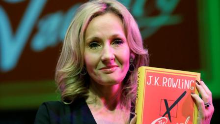 British writer J.K. Rowling poses for the photographers with her new book, entitled: The Casual Vacancy, at the Southbank Centre in London, Thursday, Sept. 27, 2012. The book, published by Little, Brown Book Group, is Rowlings first novel for adults. (AP Photo/Lefteris Pitarakis)