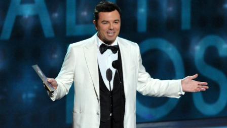 Seth MacFarlane presents an award onstage at the 64th Primetime Emmy Awards at the Nokia Theatre on Sunday, Sept. 23, 2012, in Los Angeles. (Photo by John Shearer/Invision/AP)