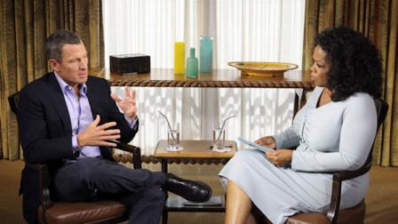 This Monday, Jan. 14, 2013 photo provided by Harpo Studios Inc., shows talk-show host Oprah Winfrey interviewing cyclist Lance Armstrong during taping for the show Oprah and Lance Armstrong: The Worldwide Exclusive in Austin, Texas. The two-part episode of Oprahs Next Chapter aired nationally Jan. 17-18, 2013. (AP Photo/Courtesy of Harpo Studios, Inc., George Burns)
