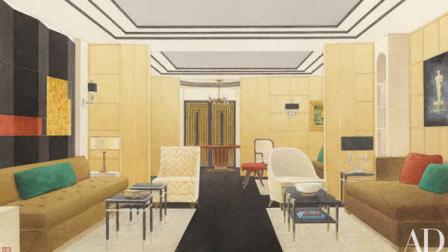 This publicity photo released by Architectural Digest shows a rendering by Ian Espinoza of AD100 interior designer, Madeline Stuarts design for the Greenroom at the 85th Annual Academy Awards. Architectural Digests Editor in Chief, Margaret Russell, announced on Feb. 5, 2013, that Stuart will create the Oscar Greenroom design this year. This is the 11th consecutive year that Architectural Digest will produce the exclusive backstage lounge for Oscar presenters and honorees. (AP Photo/Architectural Digest, Ian Espinoza)