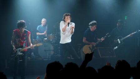 This Saturday, April 27, 2013 photo provided by The Rolling Stones shows the group performing during a surprise gig at the Echoplex in Los Angeles. The legendary group rocked a small club in Los Angeles on Saturday night for a minuscule crowd compared to the thousands set to see them launch their 50 and Counting anniversary tour a week later on May 3 at the Staples Center. (AP Photo/The Rolling Stones, Luis Soto)