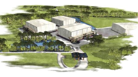 In this image provided by Pinewood Shepperton PLC, an artists rendering of Pinewood Atlanta is shown. Pinewood Shepperton PLC and Rivers Rock LLC together announced a joint venture to be named Pinewood Atlanta, a full service film and entertainment studio complex comprised of five sound stages on 288 acres in Fayetteville, Ga., south of Atlanta. (AP Photo/Pinewood Shepperton PLC)