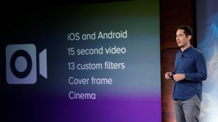 Instagram founder Kevin Systrom talks about an added video feature to the Instagram program at Facebook headquarters in Menlo Park, Calif., Thursday, June 20, 2013. (AP Photo/Marcio Jose Sanchez)