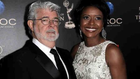 FILE - In this June 16, 2013 file photo, George Lucas, left, and longtime girlfriend Mellody Hobson arrive at the 40th Annual Daytime Emmy Awards in Beverly Hills, Calif. (Photo by Richard Shotwell/Invision/AP, File)