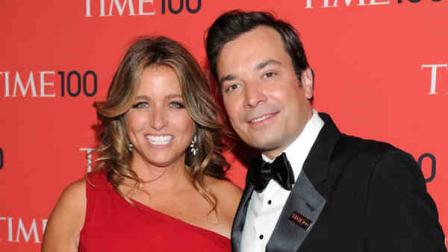 FILE - In this April 23, 2013 file photo shows talk show host Jimmy Fallon and his wife Nancy Juvonen at the TIME 100 Gala celebrating the 100 Most Influential People in the World at Jazz at Lincoln Center in New York. A representative says Fallon and his wife, Nancy Juvonen Fallon, welcomed a baby daughter Tuesday, July 23. (Photo by Evan Agostini/Invision/AP, File)