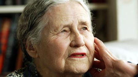 FILE - In this April 17, 2006 file photo, Writer Doris Lessing, 86, sits in her home in north London. Doris Lessing, the free-thinking, world-traveling, often-polarizing writer of The Golden Notebook and dozens of other novels that reflected her own improbable journey across the former British empire, has died, early Sunday, Nov. 17, 2013. She was 94. The author of more than 50 works of fiction, nonfiction and poetry, Lessing explored topics ranging from colonial Africa to dystopian Britain, from the mystery of being female to the unknown worlds of science fiction. (AP Photo/Martin Cleaver, File)