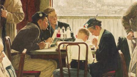 This undated photo provided by Sothebys shows the popular Norman Rockwell masterpiece Saying Grace, which is heading for the auction block. It is among seven works by The Saturday Evening Post illustrator going on sale at Sothebys in New York on Dec. 4. (AP Photo/Sothebys)
