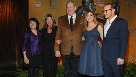 From left, SAG Foundation Executive Director Jill Seltzer, EIF President and CEO Lisa Paulsen, SAG-AFTRA President Ken Howard, SAG Awards Social Media Ambassador Sasha Alexander and actor Clark Gregg pose after announcing the nominees for the 20th Annual Screen Actors Guild Awards at the Pacific Design Center on Wednesday December 11, 2013 in Los Angeles. (Photo by Paul A. Hebert/Invision/AP)