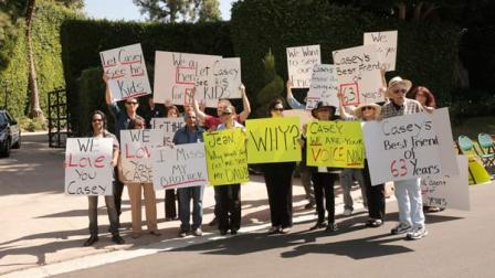 Friends and family of Casey Kasem at a protest involving Casey Kasems children, brother and friends who want to see him but have been denied any contact, on Tuesday, Oct. 1, 2013 in Beverly Hills, Calif. (Photo by Todd Williamson/Invision/AP)