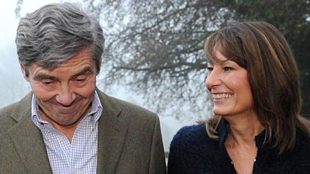 In this Tuesday, Nov. 16, 2010 file photo, Michael and Carole Middleton, the parents of Kate Middleton, make a statement on the engagement of their daughter to Britains Prince William, outside their home near the village of Bucklebury, England. In joining the royal clan, Kate Middleton is going from her family business to Britains first family, nicknamed The Firm. Her own background should have helped prepare her for the formidable challenge. The Middleton clan is blessed with strong ties and commercial savvy. Kates parents, Michael and Carole, went from airline employees to owners of a successful small business who gained their children access to Britains loftiest social circles. Michael Middleton was a flight dispatcher and Carole Goldsmith a flight attendant before they married and, in the 1980s, set up Party Pieces, a business selling balloons, candles, streamers and other mail-order party supplies.