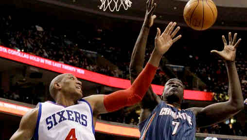 Philadelphia 76ers Elton Brand (42) reacts...