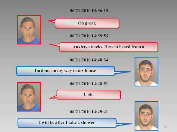 Text messages in love triangle murder
