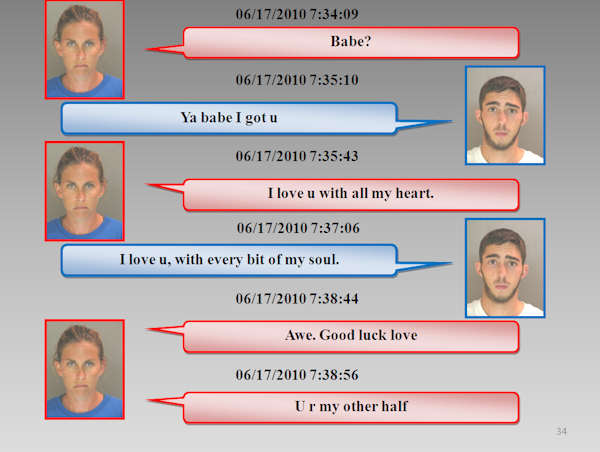 Text messages in love triangle murder