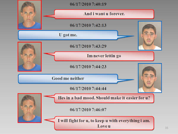 Text messages in love triangle murder