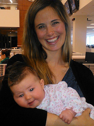 Katherine Scott and baby Anne Beatrice visit Action News