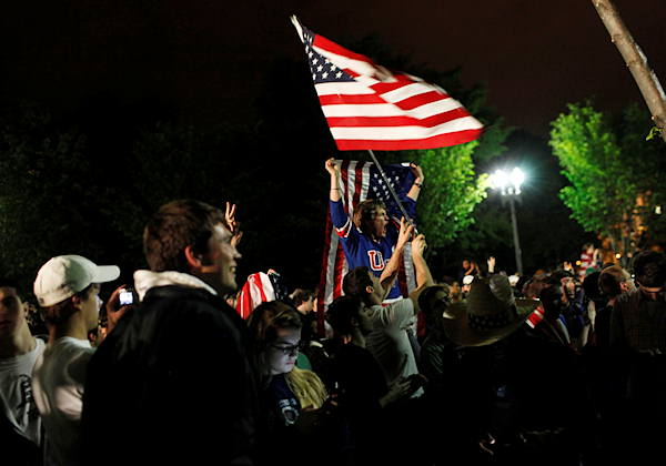 A shot from ABC News of celebrations outside...
