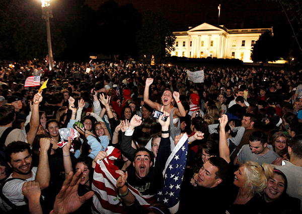 A shot from ABC News of celebrations outside...