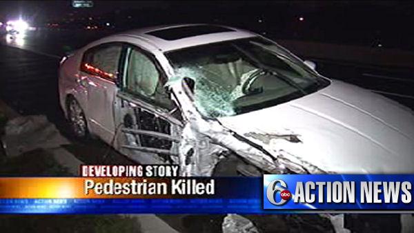 A pedestrian was hit not once, but twice, while getting out of his vehicle on I-676 in Camden.