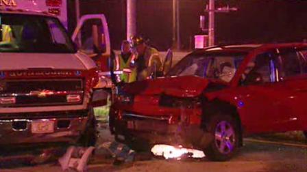 Two medics rushing a patient to the hospital ended up in the hospital after a crash.