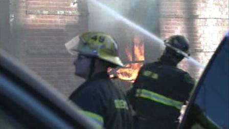 Crews battle a fire that broke out inside a vacant warehouse in Northern Liberties on November 28, 2010.