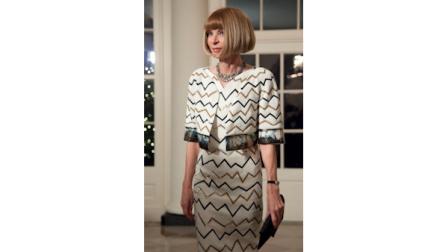 Vogue magazine editor Anna Wintour arrives at the White House in Washington, Wednesday, Jan. 19, 2011, for a state dinner in honor of Chinas President Hu Jintao. (AP Photo/Evan Vucci)