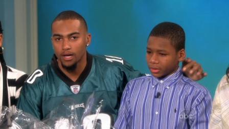 DeSean Jackson and the victim of a bullying attack in Upper Darby, Nadin Khoury, met on The View