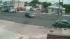 Surveillance video shows the cycle skid on its...