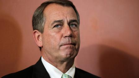 House Speaker John Boehner of Ohio, joined by other GOP leaders, criticizes President Obama and Congressional Democrats for failure to end the debt crisis, Monday, July 25, 2011, on Capitol Hill in Washington. (AP Photo/J. Scott Applewhite)