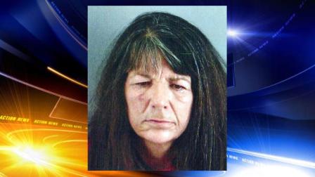 In this July 27, 2011 photo provided by the San Francisco Police Department, Lucinda Moyers is shown, Moyers, 56, Moyers was arrested on suspicion of felony burglary and receiving stolen property after Jeopardy host Alex Trebek chased her down the hall of his hotel in San Francisco early Wednesday, July 27, 2011. Trebek injured his Achilles tendon and his other leg while falling down. (AP Photo/San Francisco Police Department)
