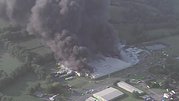 Fire at industrial warehouse in Plainfield Twp.