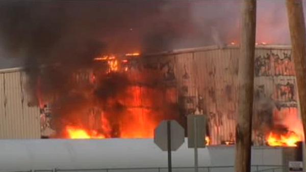 Plastics plant fire