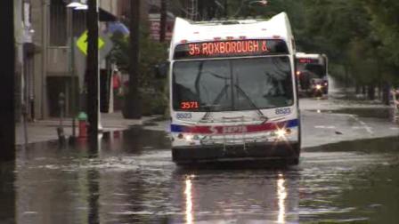 Main Street in Manayunk received no reprieve from the flooding.