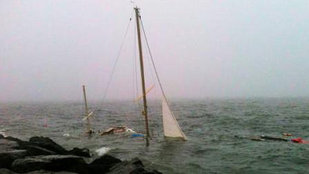 Sinking boat off Barnegat Light