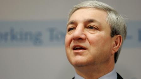 FILE - In this March 7, 2007, file photo, Penn State University president Graham Spanier speaks during a news conference at the Penn State Milton S. Hershey Medical Center in Hershey, Pa. (AP Photo/Carolyn Kaster, File)