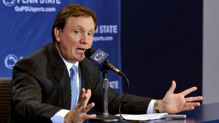 Penn State interim head coach Tom Bradley answers questions during his weekly NCAA college football news conference on Tuesday, Nov. 22, 2011 in State College, Pa.
